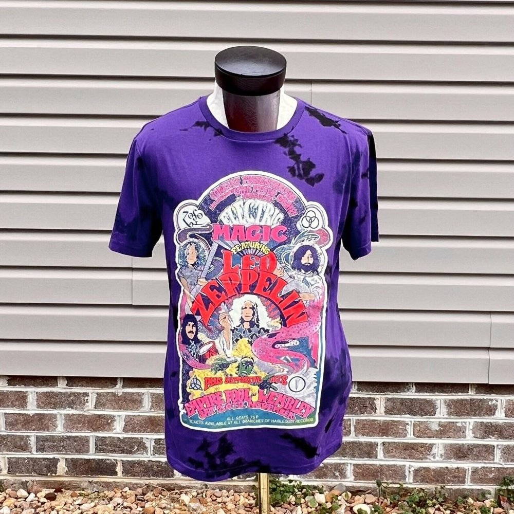 Led Zeppelin Electric Magic Concert T Shirt‎ Purple Band Tee Tie Dye Medium